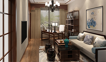 整木定制花鳥古韻新中式風(fēng)格，別墅全屋效果圖