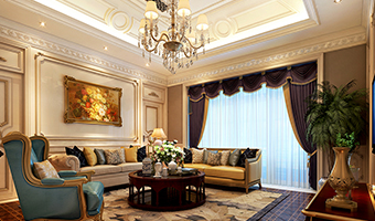 整木定制法式風(fēng)格，金色別墅裝修案例效果圖