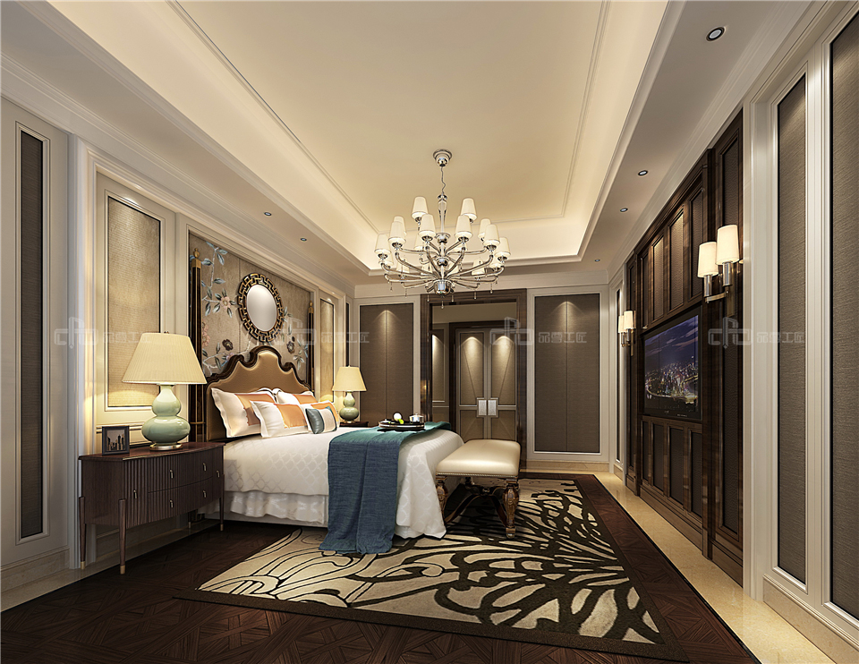 美式全屋整木定制風(fēng)格，臥室效果圖大全(圖2)